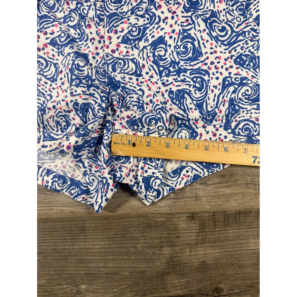Lilly Pulitzer Walsh Shorts Size 8 Blue White Print Cotton Flat Front - Picture 8 of 8